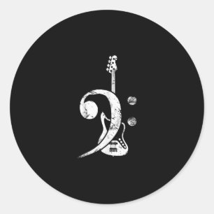 Guitar Lover   Bass Clef Bass Guitar Classic Round Sticker