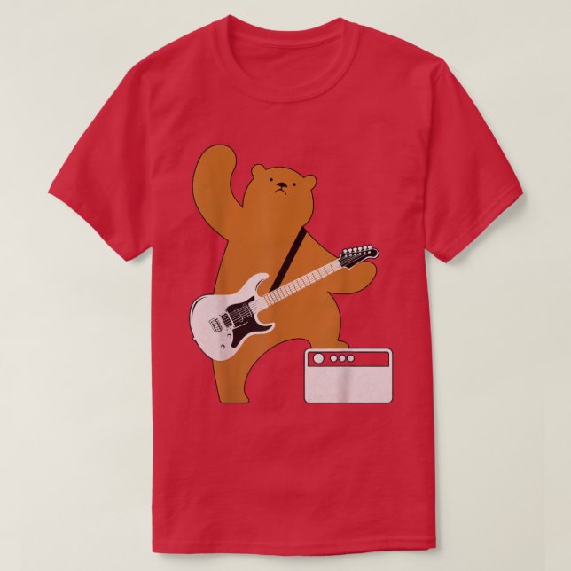 Guitar Lover Bear Playing Bass Guitar Guitarists M T-Shirt (Design Front)