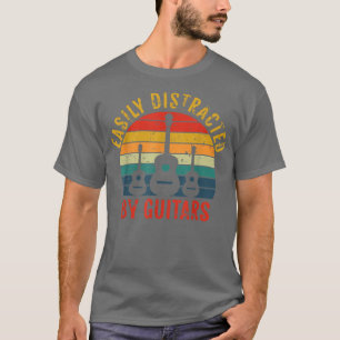 Guitar Lover Boys Girls Vintage Easily Distracted T-Shirt