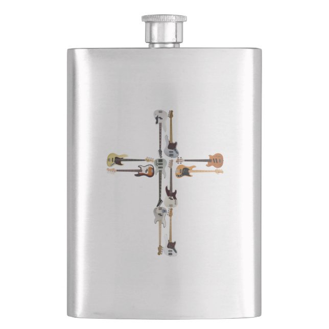 Guitar Lover | Guitar Cross Gift Hip Flask (Front)