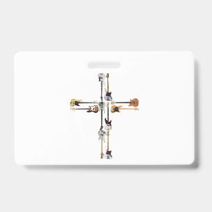 Guitar Lover Guitar Cross Gift ID Badge