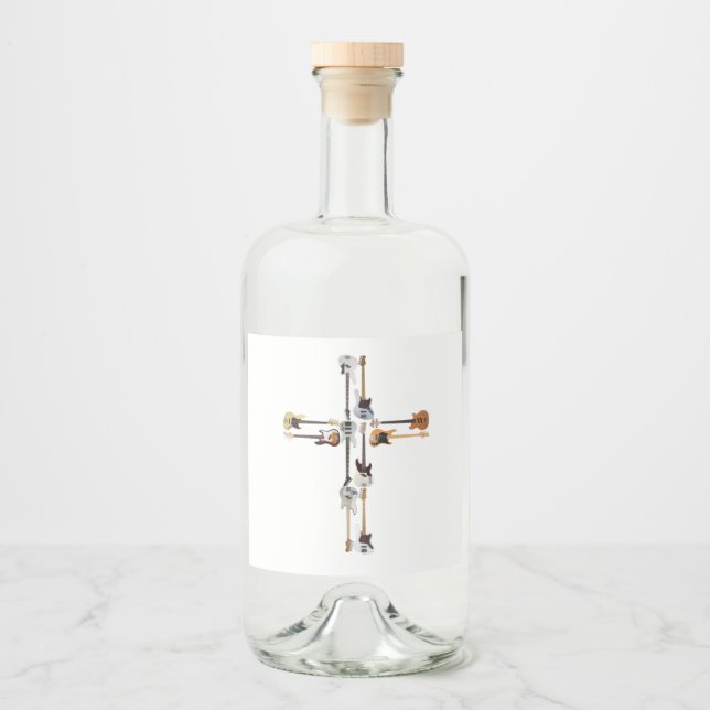 Guitar Lover | Guitar Cross Gift Liquor Bottle Label (Front)