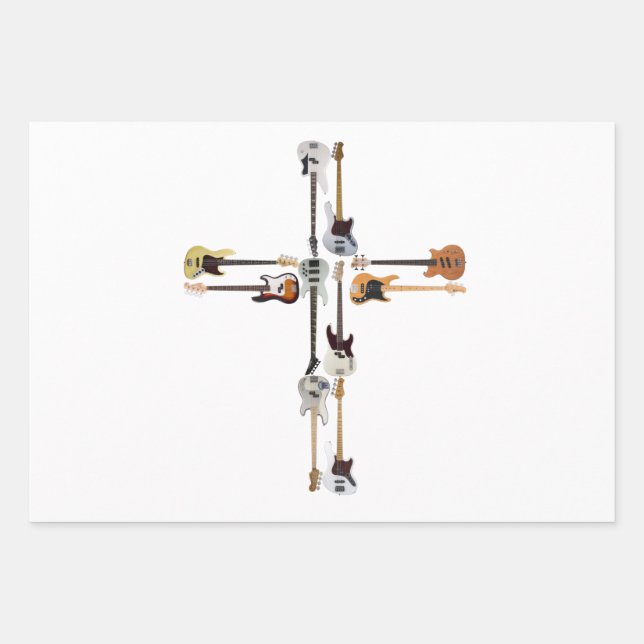 Guitar Lover | Guitar Cross Gift Wrapping Paper Sheet (Front)