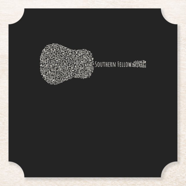 Guitar Lover | Guitar Notes Gift Paper Coaster (Front)