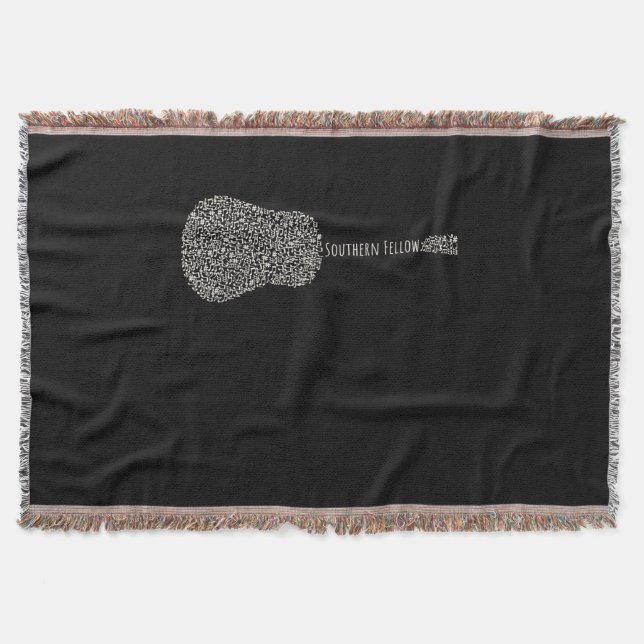 Guitar Lover | Guitar Notes Gift Throw Blanket (Front)
