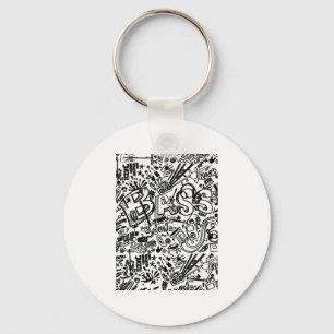 Guitar Lover Guitar Pattern Gift Key Ring