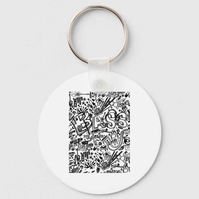 Guitar Lover | Guitar Pattern Gift Key Ring (Front)