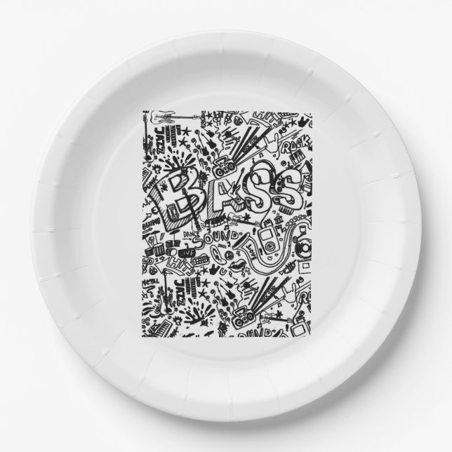 Guitar Lover | Guitar Pattern Gift Paper Plate (Front)