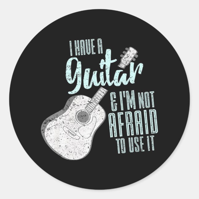 Guitar Lover Guitarist Musician Funny Classic Round Sticker (Front)