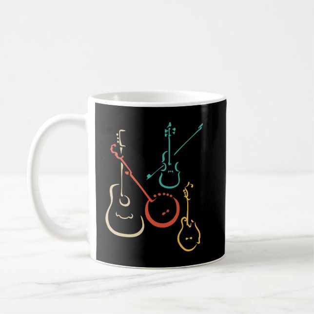Guitar Lover Guitarist Retro bluegrass mandolin gu Coffee Mug (Left)