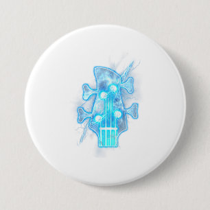 Guitar Lover Head Of A Bass Guitar Player 7.5 Cm Round Badge