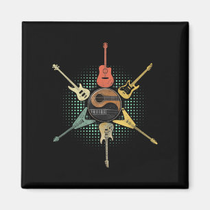 Guitar Lover Retro Style Gift For Guitarist Magnet