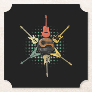 Guitar Lover  Retro Style   Gift For Guitarist Paper Coaster