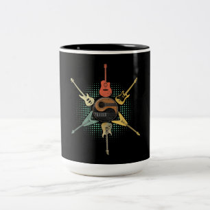 Guitar Lover Retro Style Gift For Guitarist Two-Tone Coffee Mug