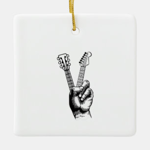 Guitar Lover Say Hi Guitar Gift Ceramic Ornament
