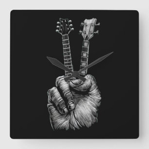 Guitar Lover Say Hi Guitar Gift Square Wall Clock