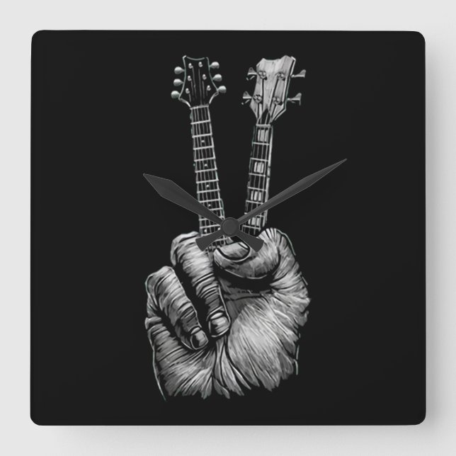 Guitar Lover | Say Hi Guitar Gift Square Wall Clock (Front)