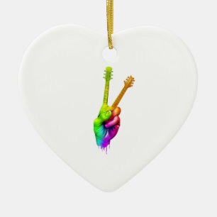 Guitar Lover Say Hi Guitar Hands Gift Ceramic Tree Decoration