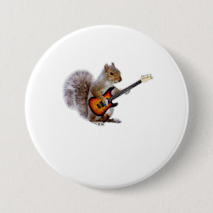 Guitar Lover Squirrel Playing Guitar 7.5 Cm Round Badge