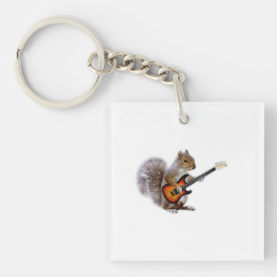 Guitar Lover Squirrel Playing Guitar Key Ring