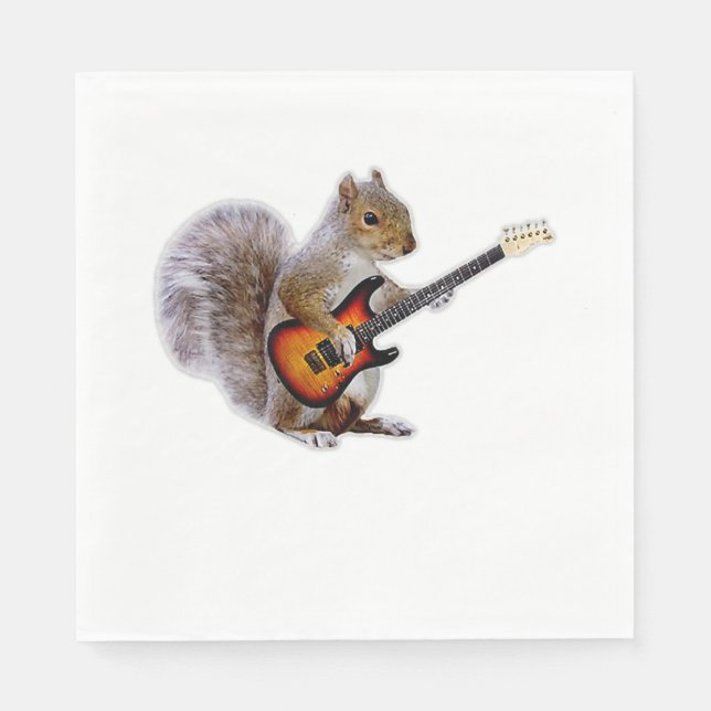 Guitar Lover | Squirrel Playing Guitar Napkin (Front)