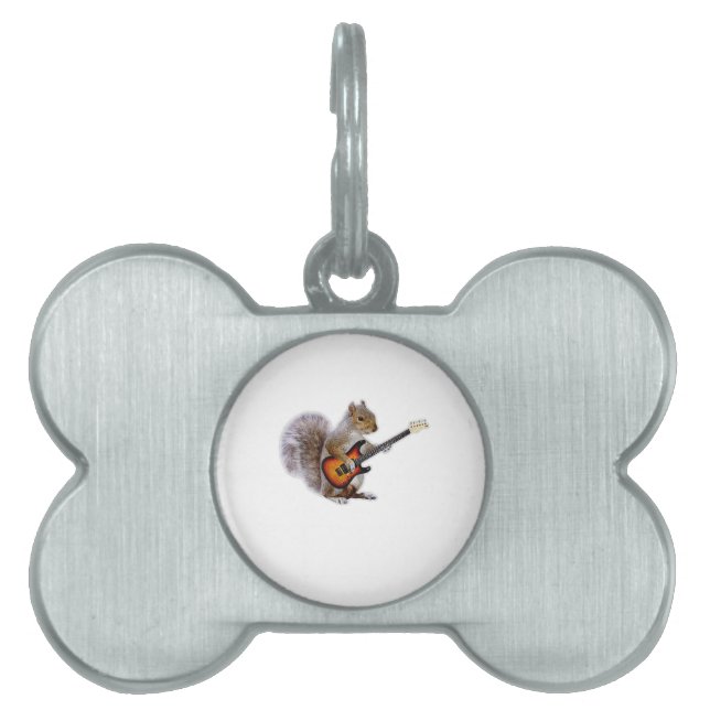 Guitar Lover | Squirrel Playing Guitar Pet ID Tag (Front)