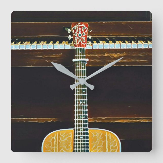 Guitar lovers gifts square wall clock (Front)