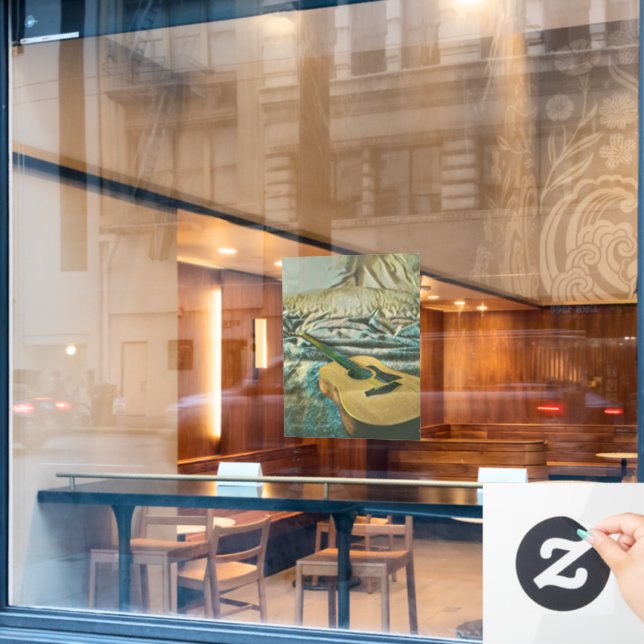 Guitar lovers gifts window cling (Cafe Window)