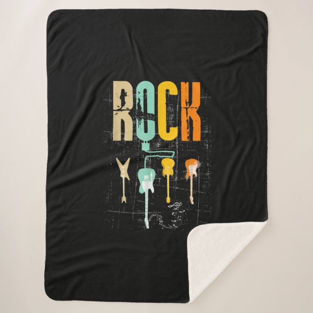 Guitar Lovers | Retro Style | Gift For Guitarist Sherpa Blanket (Front)