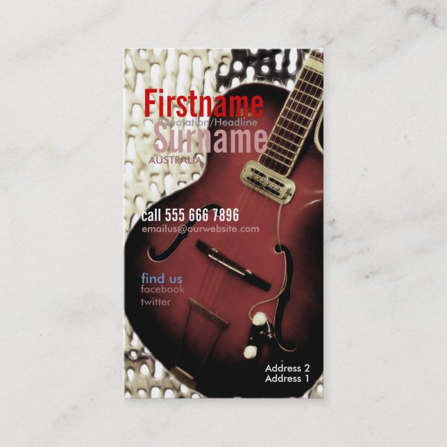 Guitar Magazine Style w/ Logo Business Card (Front)