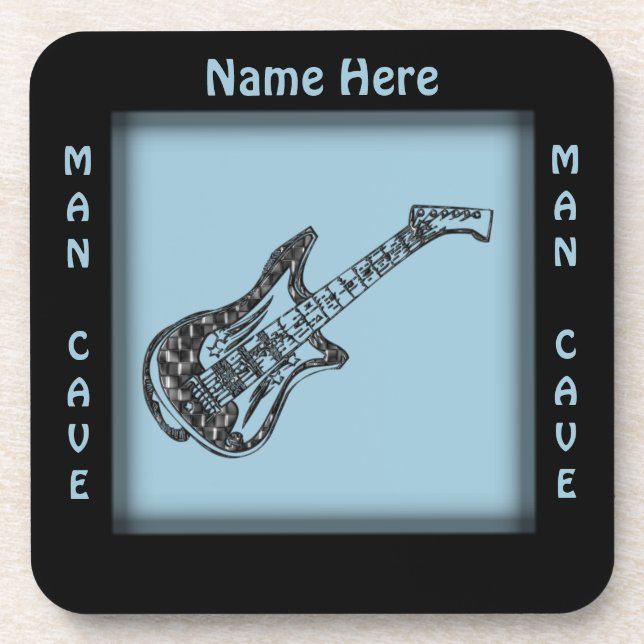Guitar Man Cave Name Coaster (Front)