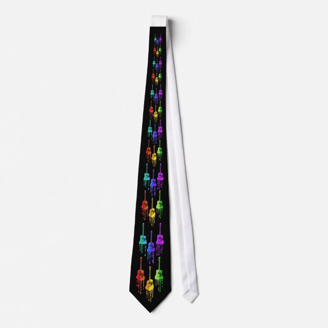 Guitar Melting into Rainbow Colours Tie (Front)