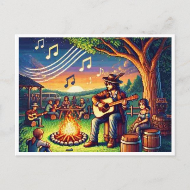 Guitar Month 16-Bit Pixel Art Postcard (Front)
