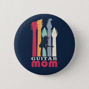 Guitar Mum Cool Vintage Retro Guitarist Mother 6 Cm Round Badge