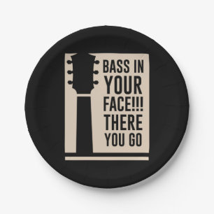 Guitar Music Bass In Your Face Paper Plate