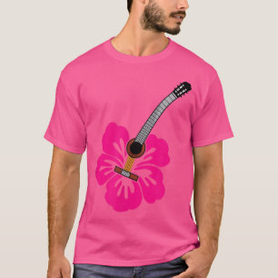 Guitar Music Hibiscus Hawaiian Flower Hawaii Women T-Shirt