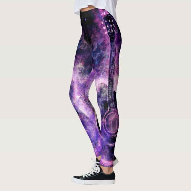 Guitar Music Leggings Purple (Left)
