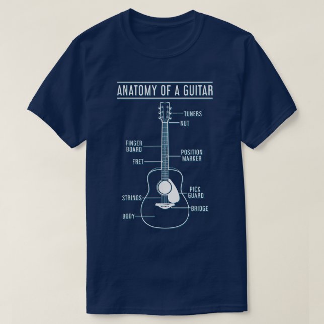Guitar Music Lover Anatomy Of A Guitar  T-Shirt (Design Front)