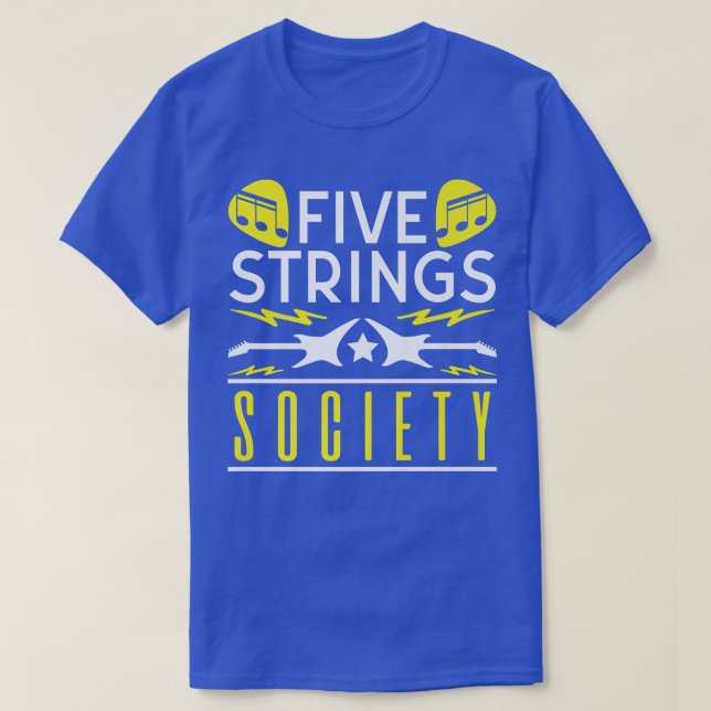 Guitar Music Lover Five Strings Society504 T-Shirt (Design Front)