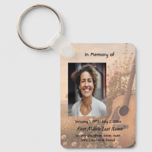 Guitar Music Memorial Prayer Card Photo Keepsake Key Ring
