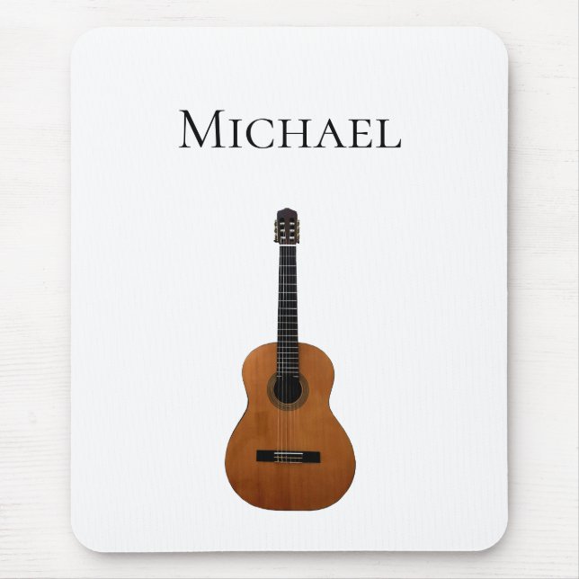 Guitar Music Monogram Black and White Mouse Mat (Front)