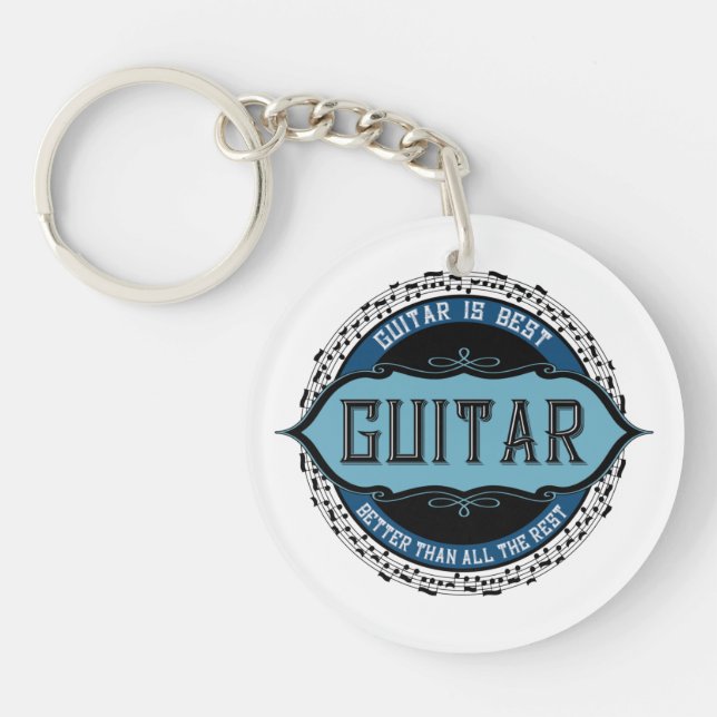 Guitar Music Note Circle Key Ring (Front)