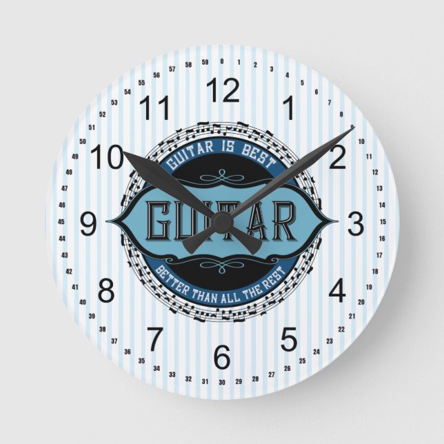 Guitar Music Note Circle Round Clock (Front)
