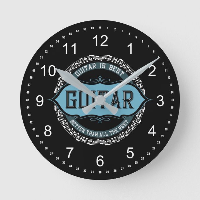 Guitar Music Note Circle Round Clock (Front)