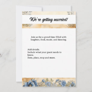 Guitar Music Notes Flowers wedding Invitation