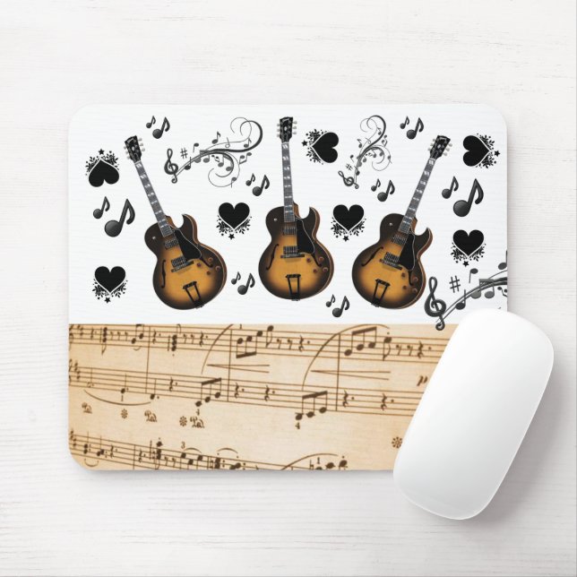 Guitar Music Notes Mouse Pad! Mouse Pad (With Mouse)