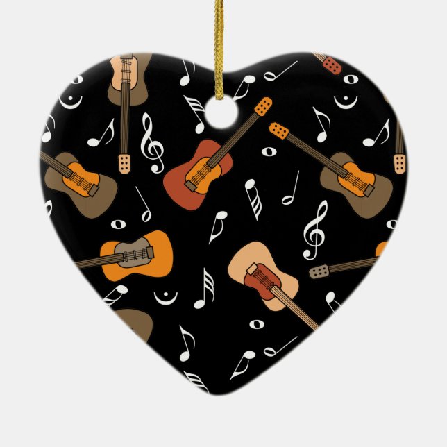 Guitar Music Notes Pattern Ceramic Tree Decoration (Back)