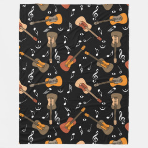 Guitar Music Notes Pattern Fleece Blanket