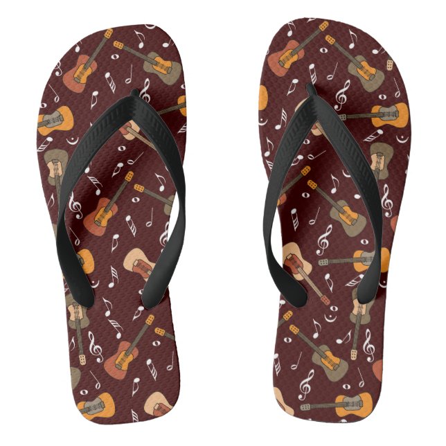Guitar Music Notes Pattern Flip Flops (Footbed)