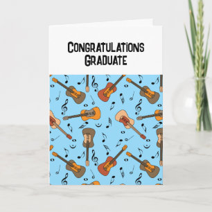 Guitar Music Notes Pattern Graduation Card